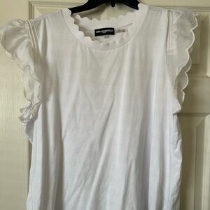 Karl Lagerfeld Scalloped White Blouse